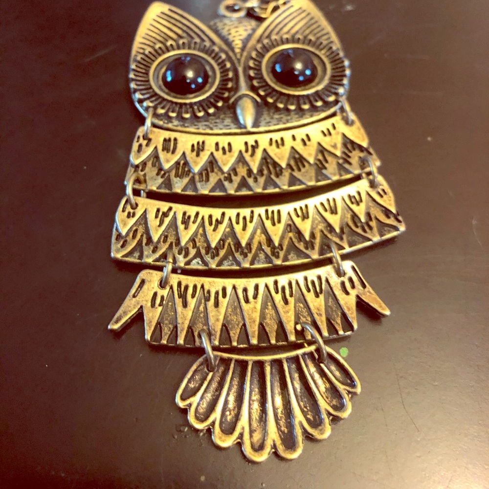 Long chain owl necklace